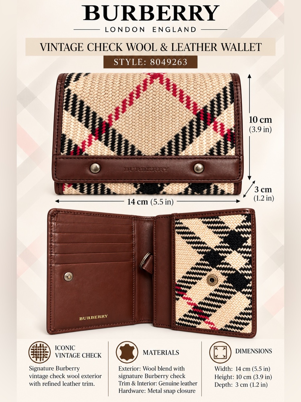 Burberry Novacheck Wool & Leather Wallet